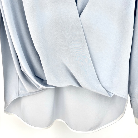 Rag & Bone Victor 100% Silk Draped Wrap Front Long Sleeve Blue Blouse Size M - Picture 4 of 13